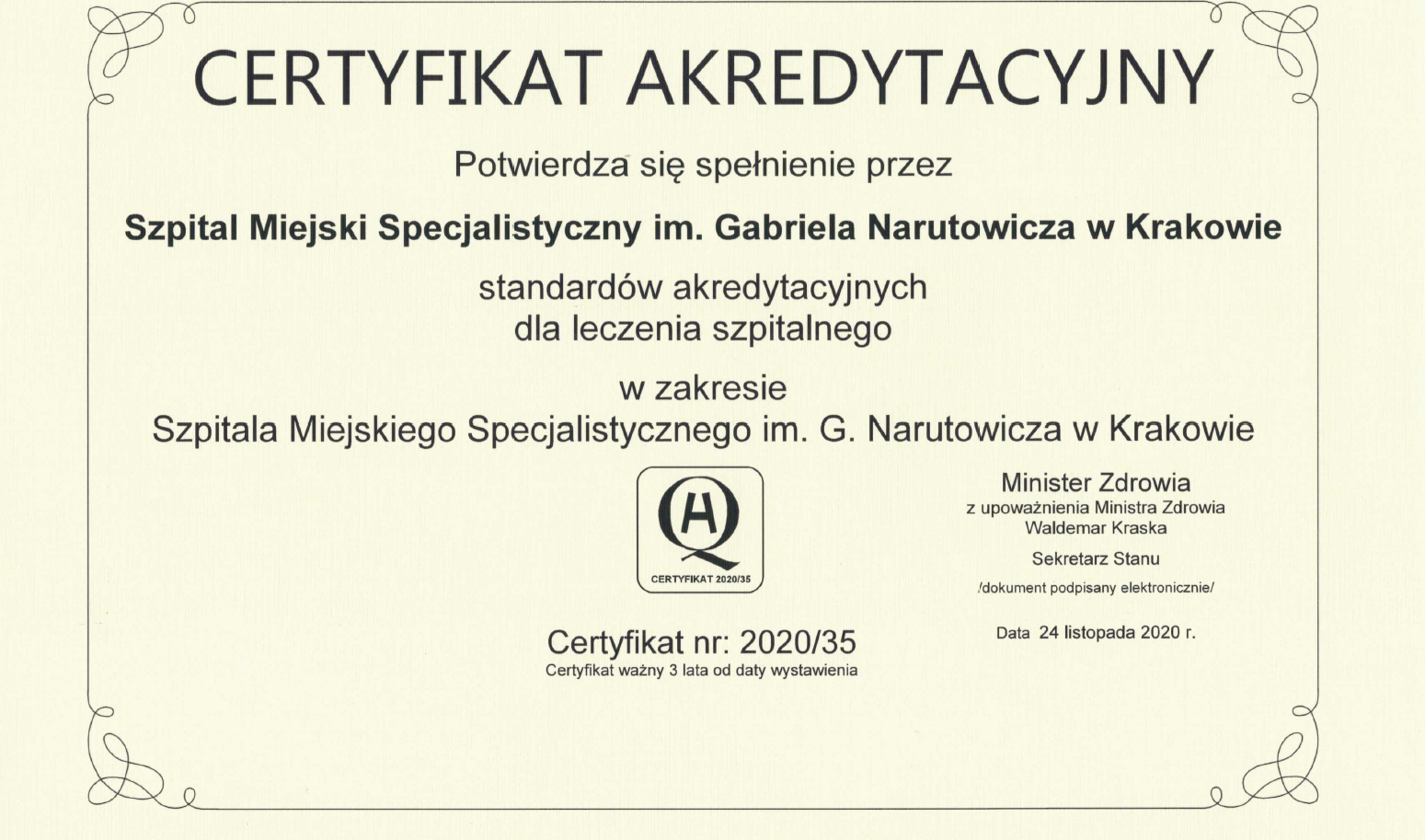 Certyfikat Akredytacyjny